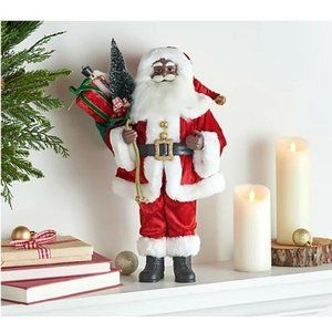 18" Decorative Black Santa Claus with Gifts by Valerie